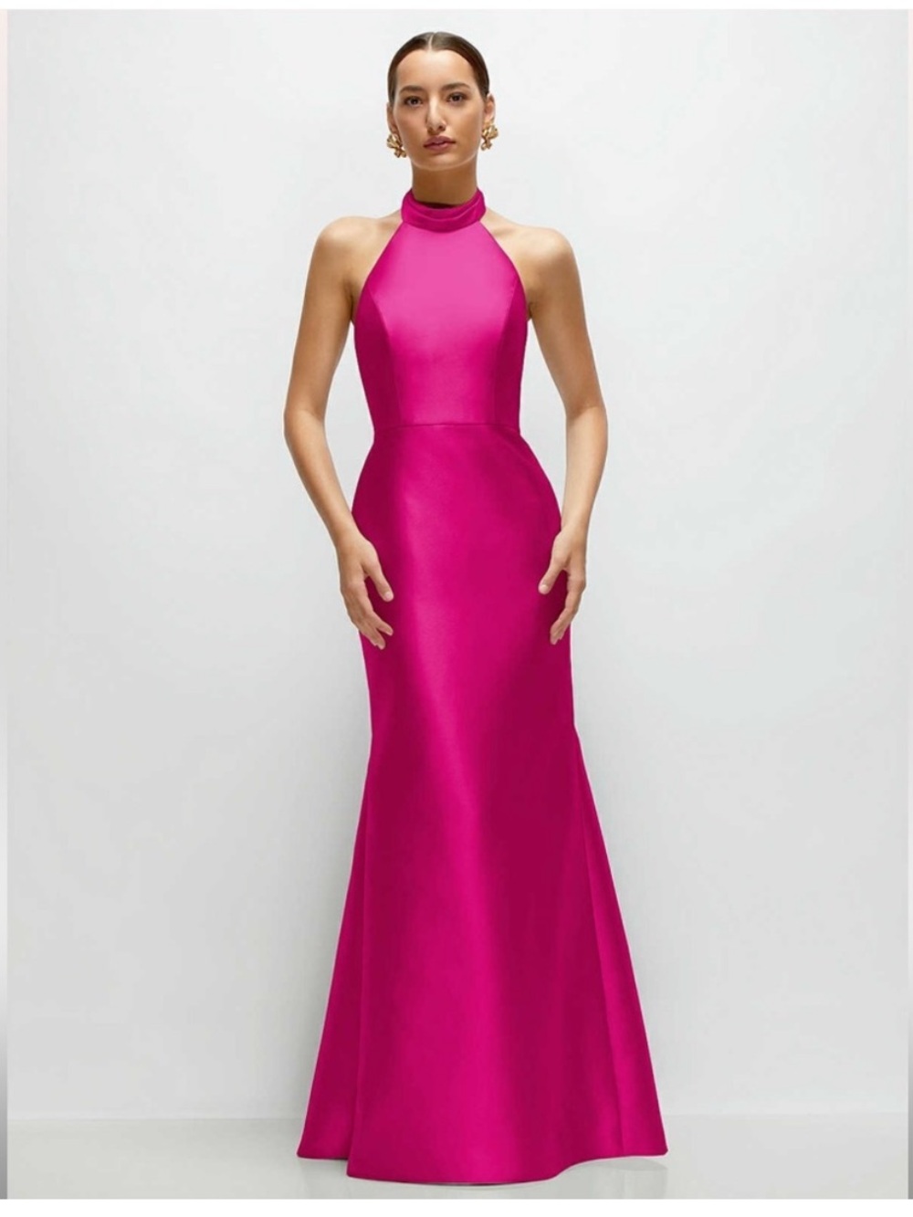 Fuchsia Halter Maxi Dress - Elegant Evening Gown